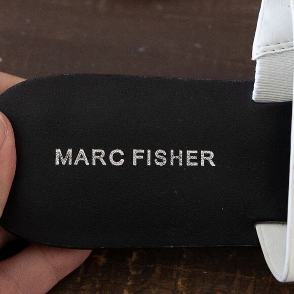 New MARC FISHER Bolive Studded Flat Sandals In Open White - Picture 4 of 7